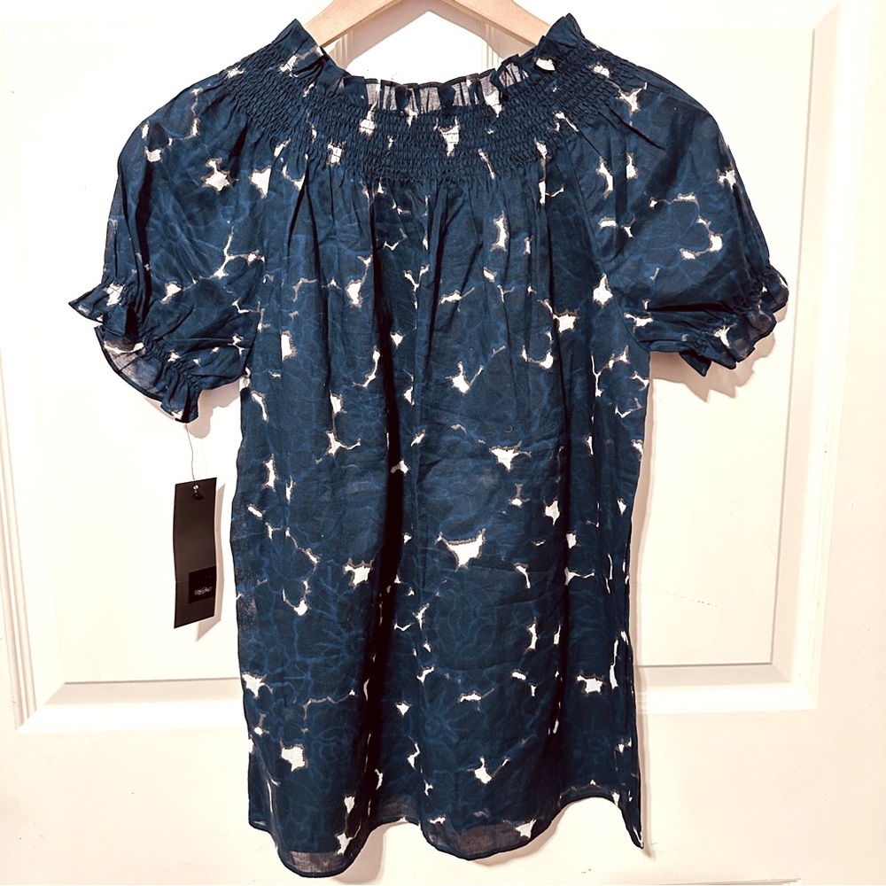 Vintage | Top | Floral Navy & Blue Printed Top - Picture 1 of 7